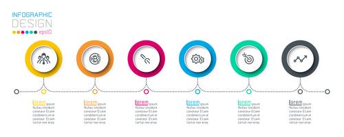 Etiquetas de círculo de negocios forma barra de grupos de infografía. vector