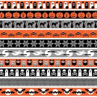 orange grey black halloween border patterns vector