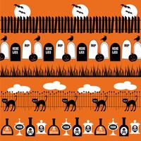 black and white halloween border patterns vector