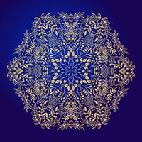 Mandala, amulet. Esoteric gold symbol on a blue background. vector