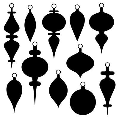 black silhouette Christmas ornament vector shapes clipart
