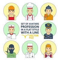 Set of colorful Different profession people flat style vector