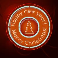 Retro Neon Sign Happy New Year and Merry Christmas lettering 1950s vector