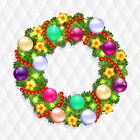 Christmas wreath with fir and holly vector