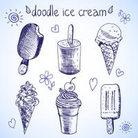 Doodle ice cream frozen dessert style sketch vector