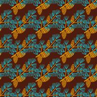 Christmas Ornament of twigs and pine cones. vector