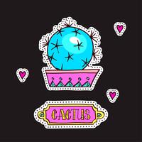 Fashion patches, brooches with cacti vector