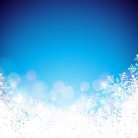 Christmas Theme with Snowflakes on Blue Background vector