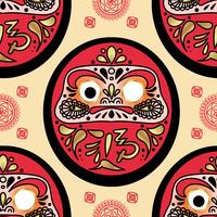 Muñeca Daruma de patrones sin fisuras. vector