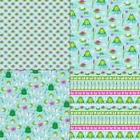 frog and lily pad patterns vector