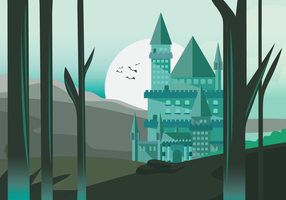 Wizard School Castle Vector Background Illustration