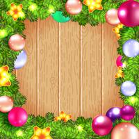 Christmas wreath with baubles and christmas tree, vector
