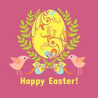 Easter card with eggs, flowers and birds vector