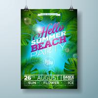 Vector Summer Beach Party Flyer Design con diseño tipográfico