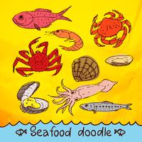 scribble series  seafood vector set