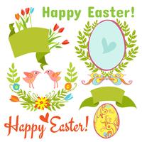 egg, birds, flowers, easter vector