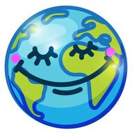 Sonriendo globo (tierra) en doodle de dibujos animados vector