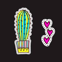 Parches de moda, broches con cactus. vector