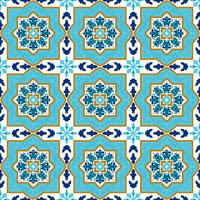 Portuguese azulejo. White and blue patterns.  vector