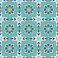 Portuguese azulejo. White and blue patterns.  vector