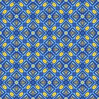 Blue ornament traditional Portuguese azulejos. Oriental seamless pattern  vector