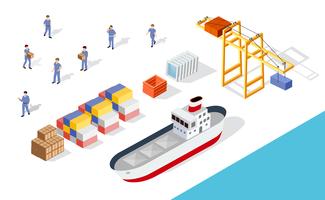 Isometric port cargo vector