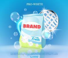 Vector realistic banner with laundry detergent.