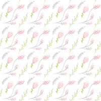 Vector seamless pattern with flat flower bouquet and leaves