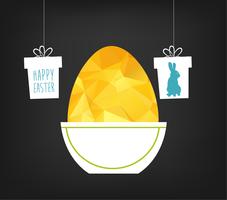 Happy Easter greeting card in low poly triangle style.  vector