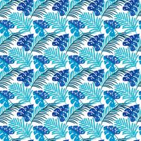 Tropical Leaves. Seamless Texture with Bright Hand Drawn Leaves of Monstera vector