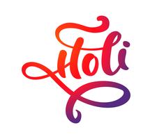 Feliz Holi festival de primavera de colores saludo vector caligrafía fondo de letras