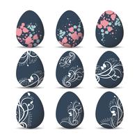 Set Easter eggs and happy easter vector