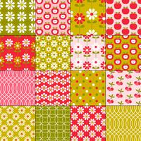  seamless retro fruit and flower patterns vector