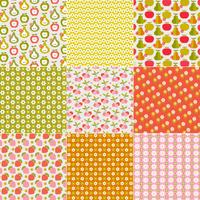 Retro Fruit  Flower Patterns vector