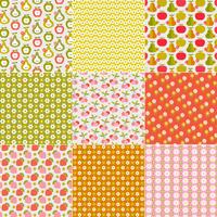 Retro Fruit  Flower Patterns vector