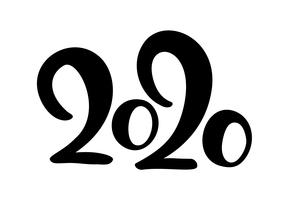 Feliz año nuevo mano dibujado vector Letras texto 2020
