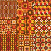 mod seamless yellow orange brown patterns vector