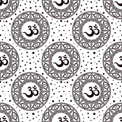 Om symbol seamless pattern. 