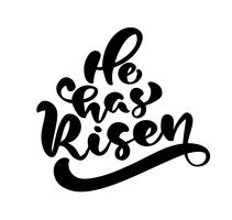 Hand drawn Happy Easter modern brush calligraphy lettering text He is risen vector