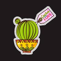 Fashion patches, brooches with cacti vector