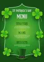 St Patrick's Day menu design with top hat and clover vector