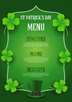 St Patrick's Day menu design with top hat and clover vector