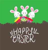 happy easter card with egg and gifts vector