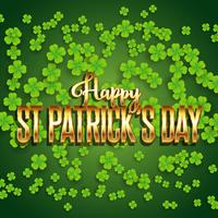 St Patrick's Day background with shamrock and metallic gold text vector