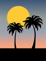 palm trees silhouette with gradient sunset vector