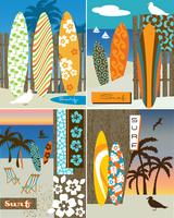 surf beach scenes vector