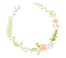 Flat abstract spring flower herbs wreath vector