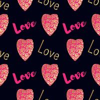 Seamless gold pattern with hearts. vector