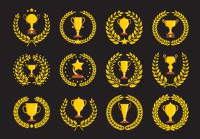 Campeones de trofeos iconos. vector