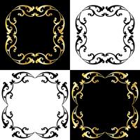 gold and black scroll frames vector